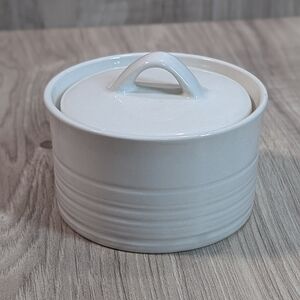 Vintage TABLETOPS Sugar Bowl With Lid White Ceramic Farmhouse